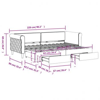 Tagesbett Ausziehbar mit Schubladen Blau 80x200 cm Samt