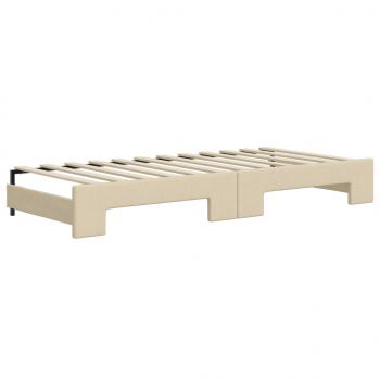 Tagesbett Ausziehbar Creme 80x200 cm Stoff