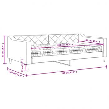 Tagesbett mit Matratze Creme 100x200 cm Stoff