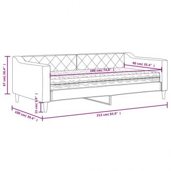 Tagesbett mit Matratze Hellgrau 90x190 cm Stoff