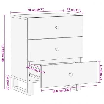 Nachttisch Braun und Schwarz 50x33x60 cm Massivholz Mango