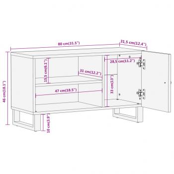 TV-Schrank Braun und Schwarz 80x31,5x46 cm Massivholz Mango