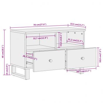 TV-Schrank Braun und Schwarz 70x33,5x46 cm Massivholz Mango