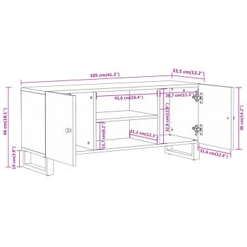 TV-Schrank Braun und Schwarz 105x33,5x46 cm Massivholz Mango