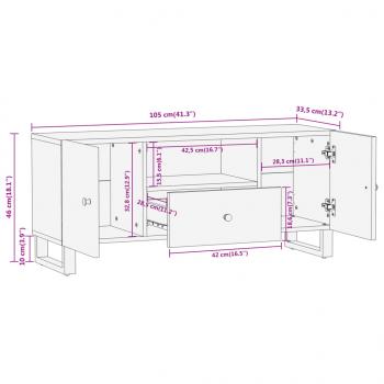 TV-Schrank Braun und Schwarz 105x33,5x46 cm Massivholz Mango