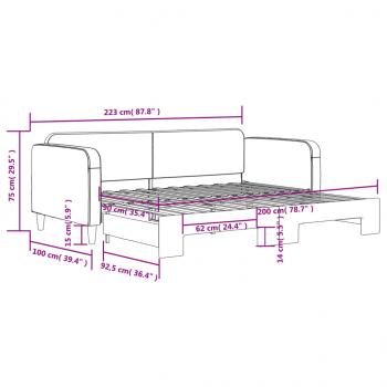 Tagesbett Ausziehbar Creme 90x200 cm Stoff