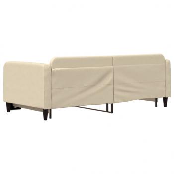 Tagesbett Ausziehbar Creme 90x200 cm Stoff