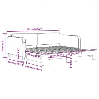 Tagesbett Ausziehbar Creme 100x200 cm Stoff