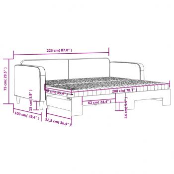 Tagesbett Ausziehbar mit Matratzen Taupe 90x200 cm Stoff