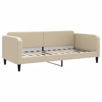 Tagesbett Ausziehbar mit Matratzen Creme 90x200 cm Stoff