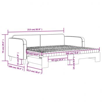 Tagesbett Ausziehbar mit Matratzen Dunkelgrau 90x190 cm Stoff