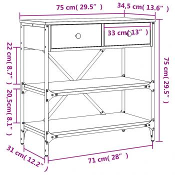 Konsolentisch Schwarz 75x34,5x75 cm Holzwerkstoff