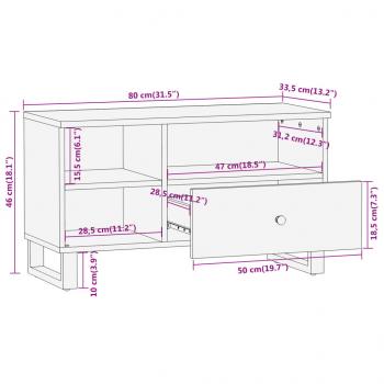 TV-Schrank Braun und Schwarz 80x33,5x46 cm Massivholz Mango