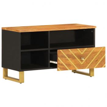 TV-Schrank Braun und Schwarz 80x33,5x46 cm Massivholz Mango