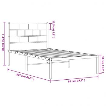 Bettgestell mit Kopfteil Metall Weiß 90x200 cm