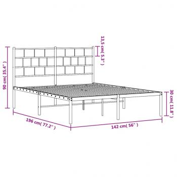 Bettgestell mit Kopfteil Metall Weiß 135x190 cm