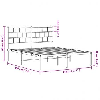 Bettgestell mit Kopfteil Metall Weiß 140x190 cm