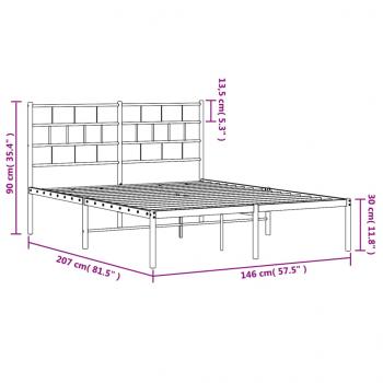 Bettgestell mit Kopfteil Metall Weiß 140x200 cm