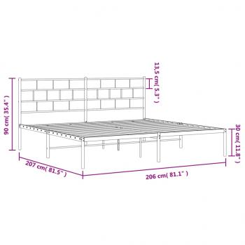 Bettgestell mit Kopfteil Metall Weiß 200x200 cm