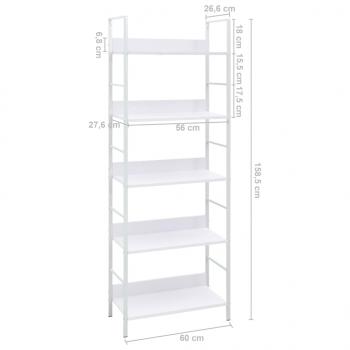 Bücherregal 5 Regalböden Weiß 60x27,6x158,5 cm Holzwerkstoff