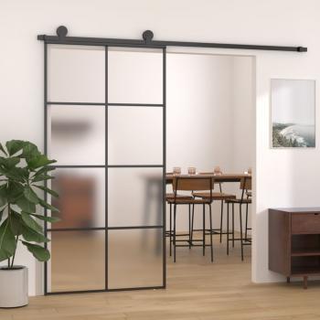 ARDEBO.de - Schiebetür ESG Glas und Aluminium mattiert 102,5x205 cm Schwarz