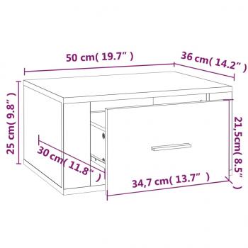 Wand-Nachttische 2 Stk. Betongrau 50x36x25 cm