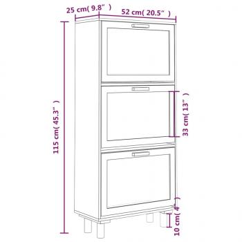 Schuhschrank Weiß 52x25x115 cm Holzwerkstoff & Rattan Natur