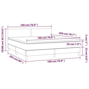 Boxspringbett mit Matratze & LED Rosa 180x200 cm Samt