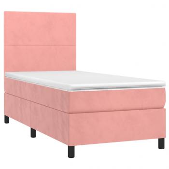 Boxspringbett mit Matratze & LED Rosa 90x190 cm Samt