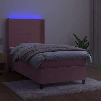 Boxspringbett mit Matratze & LED Rosa 90x200 cm Samt