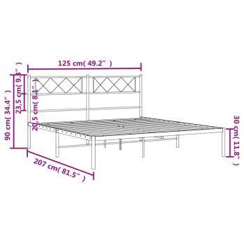 Bettgestell mit Kopfteil Metall Schwarz 120x200 cm