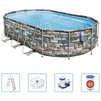 ARDEBO.de - Bestway Power Steel Comfort Jet Series Pool-Set Oval 610x366x122 cm