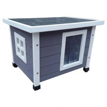 ARDEBO.de - @Pet Outdoor Katzenhaus 57x45x43 cm Holz Grau und Weiß