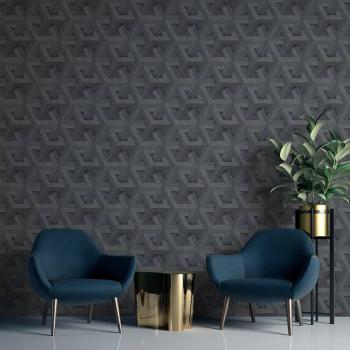 DUTCH WALLCOVERINGS Tapete Onyx Anthrazit und Golden