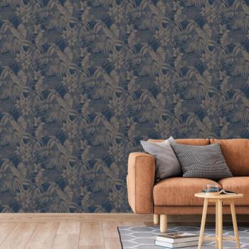 ARDEBO.de - DUTCH WALLCOVERINGS Tapete Joelle Silbern und Blau