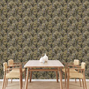 DUTCH WALLCOVERINGS Tapete Palm Trees Golden und Schwarz