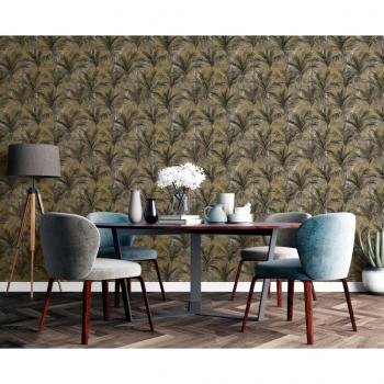 DUTCH WALLCOVERINGS Tapete Palm Trees Golden und Schwarz