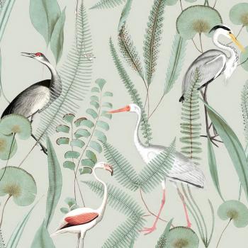 DUTCH WALLCOVERINGS Tapete Flamingo Mintgrün