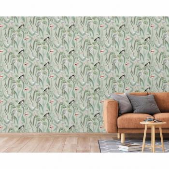 DUTCH WALLCOVERINGS Tapete Flamingo Mintgrün