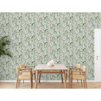 DUTCH WALLCOVERINGS Tapete Flamingo Mintgrün