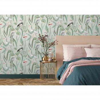 DUTCH WALLCOVERINGS Tapete Flamingo Mintgrün