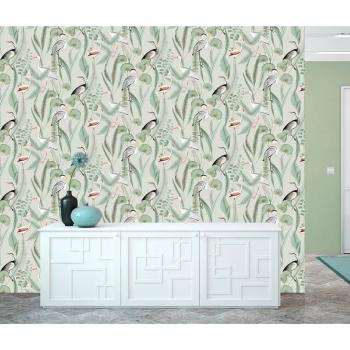 DUTCH WALLCOVERINGS Tapete Flamingo Mintgrün