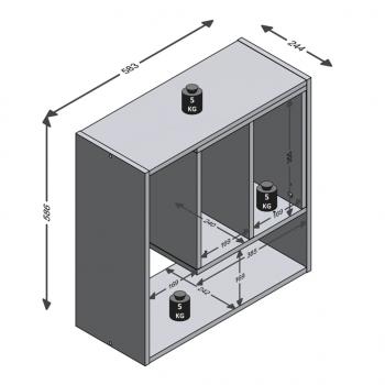 FMD Wandregal mit 3 Offenen Fächern 58,3x24,4x58,6 cm