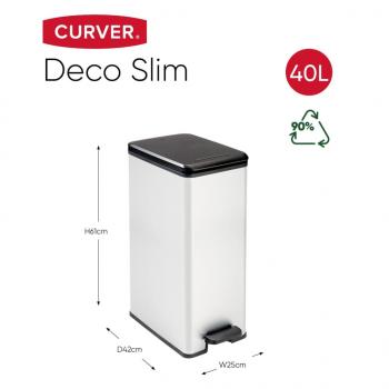 Curver Tretmülleimer Deco Schmal 40L Silbern