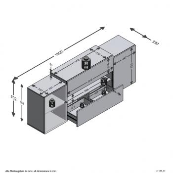 FMD TV-Schrank 182x33x70,2 cm Weiß und Artisan-Eiche