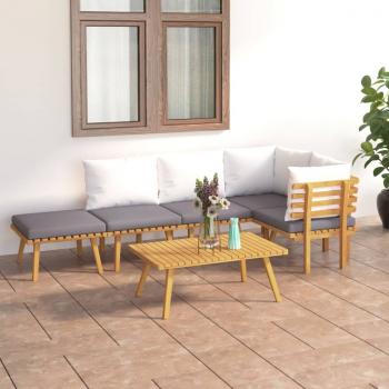 ARDEBO.de - 6-tlg. Garten-Lounge-Set mit Kissen Massivholz Akazie