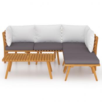 6-tlg. Garten-Lounge-Set mit Kissen Massivholz Akazie