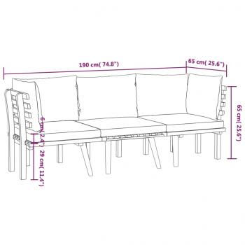 3-tlg. Garten-Lounge-Set mit Kissen Massivholz Akazie