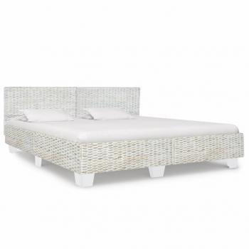 ARDEBO.de - Bett Grau Natur Rattan 180x200 cm