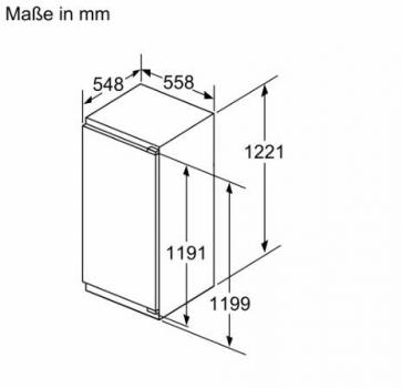 Neff KI1413DD1 N70 Einbaukühlschrank, Nischenhöhe 122 cm, Breite 56 cm, 204L, Festtürtechnik, FreshSafe Schublade, LED Beleuchtung